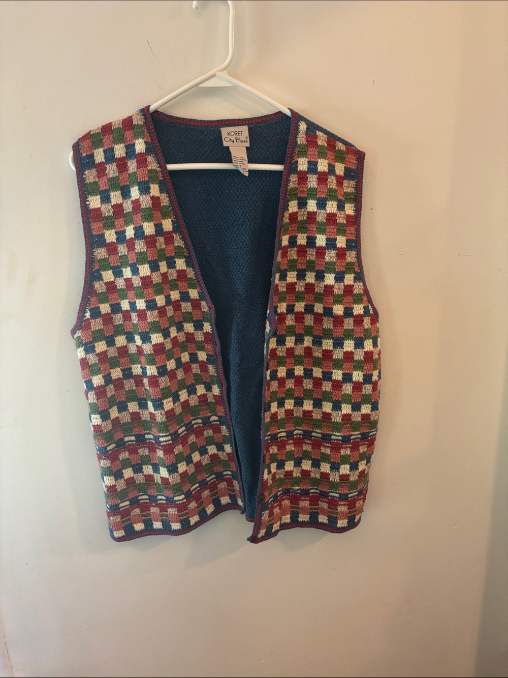 VTG 90’s Koret City Blues Geometric Knit Sweater Vest Boho Size M